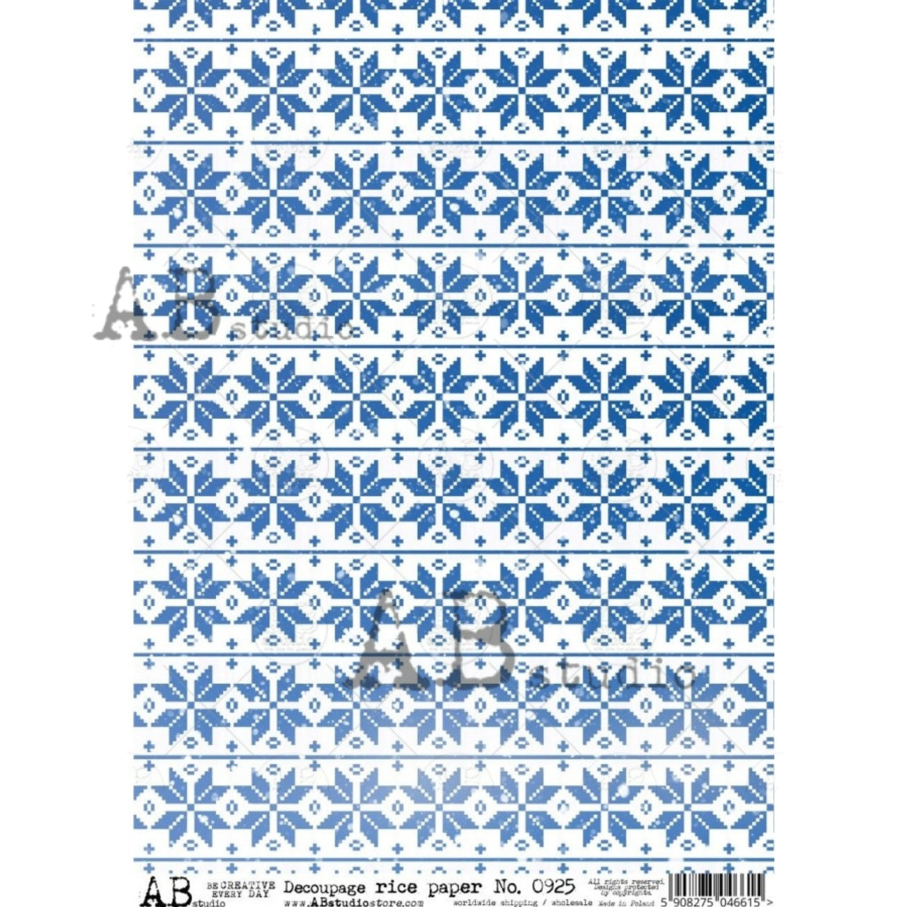 Blue Snowflake (#0925) Rice Paper- AB Studios
