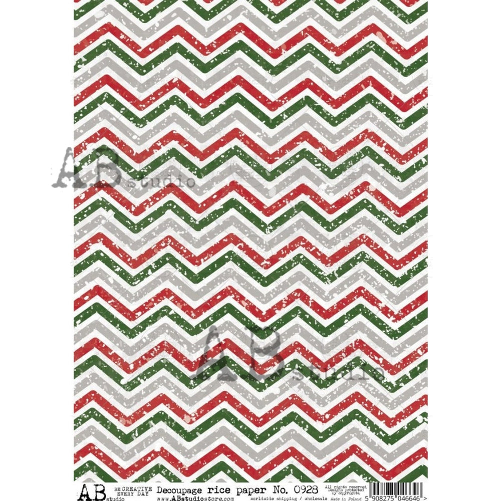 Christmas Chevron (#0928) Rice Paper- AB Studios