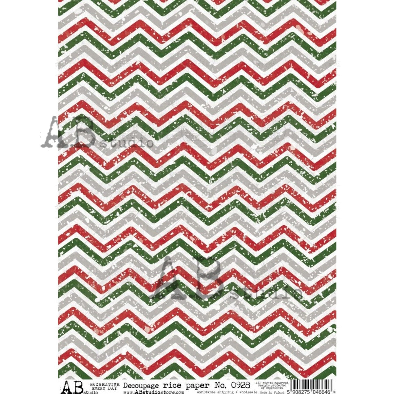 Christmas Chevron (#0928) Rice Paper- Decoupage Queen