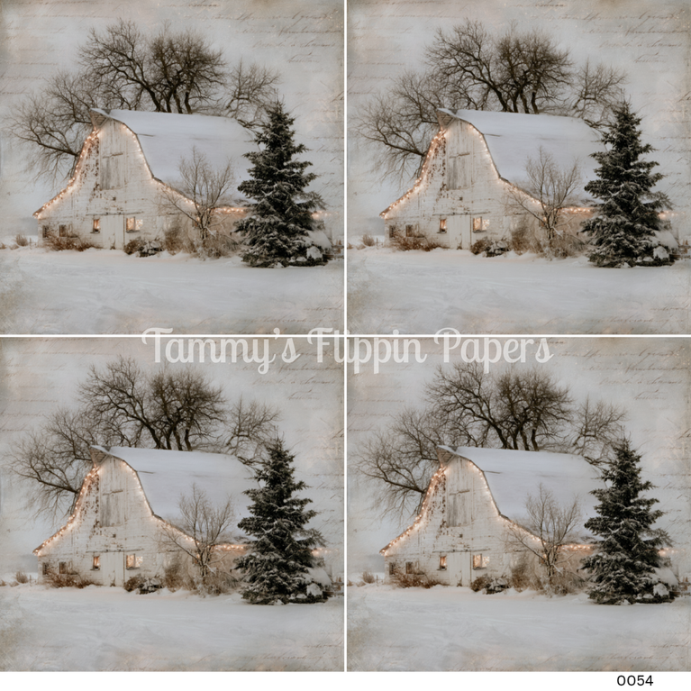 TFP Quad 0054 - Country Christmas Barn Decoupage Paper