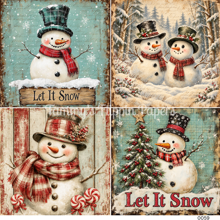 TFP Quad 0059 - Snowman Christmas Decoupage Paper