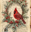 Christmas Cardinal in Wreath A4 Rice Paper (DC117)- Decoupage Central