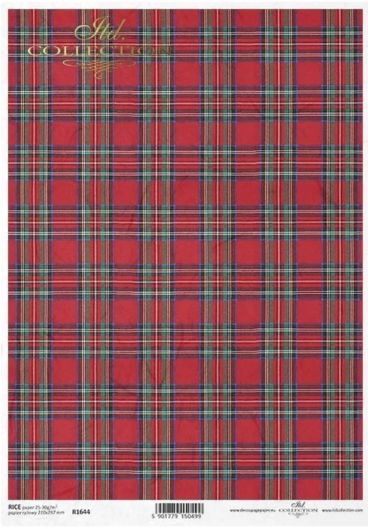 Christmas Plaid Design Rice Paper (R1644) - ITD Collection