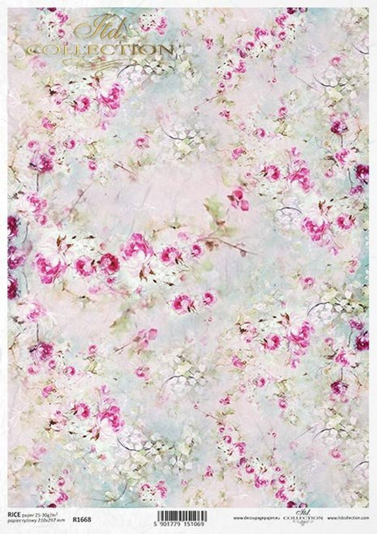 Rose Clusters Rice Paper (R1668) - Decoupage Queen