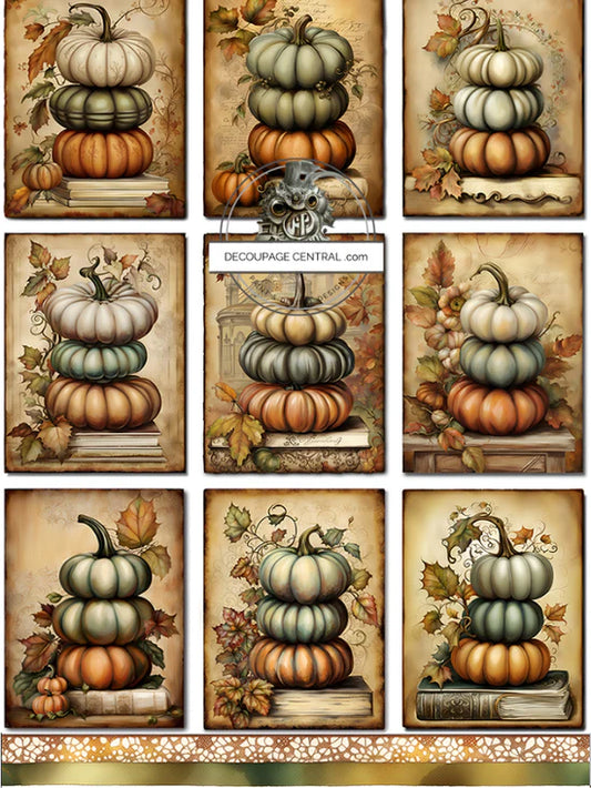The Little Stacked Pumpkin Collection A4 Rice Paper - Decoupage Central