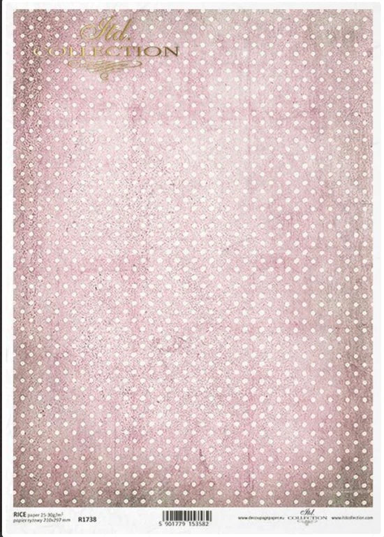 Rose Polka Dot Background Rice Paper (R1738) - ITD Collection/Decoupage Queen