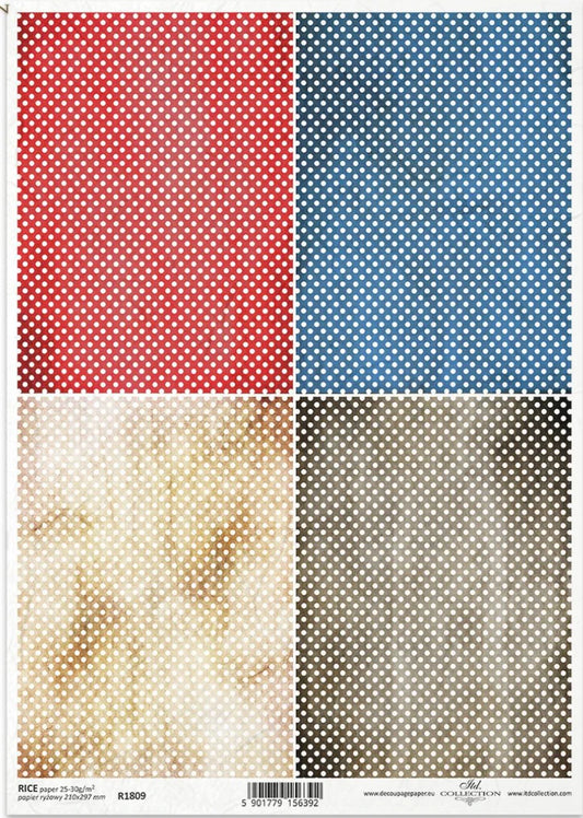 Polka Dot Quad Background Rice Paper (R1809) - ITD Collection