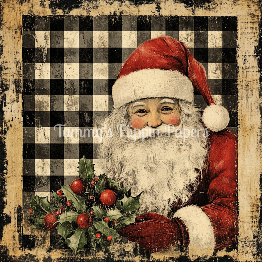 Santa Black Check Tissue Paper - Flippin Furniture