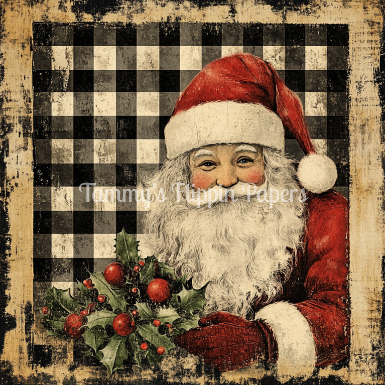 Santa Black Check Tissue Paper - Flippin Furniture