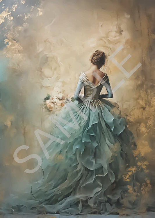 Dreamscape Girl in Blue Dress Rice Paper - Calambour