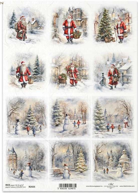 Santa & Snowman Multi (R2425) Rice Paper- ITD Collection