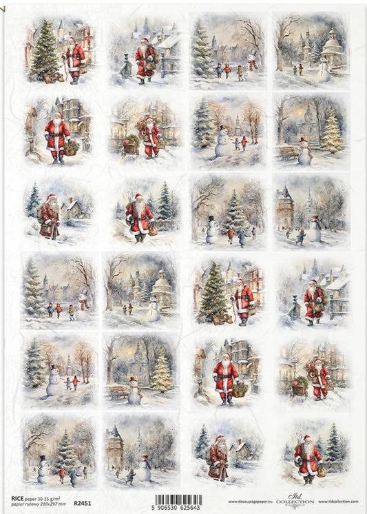 Santa & Snowmen Minis Multi (R2451) Rice Paper -  ITD Collection