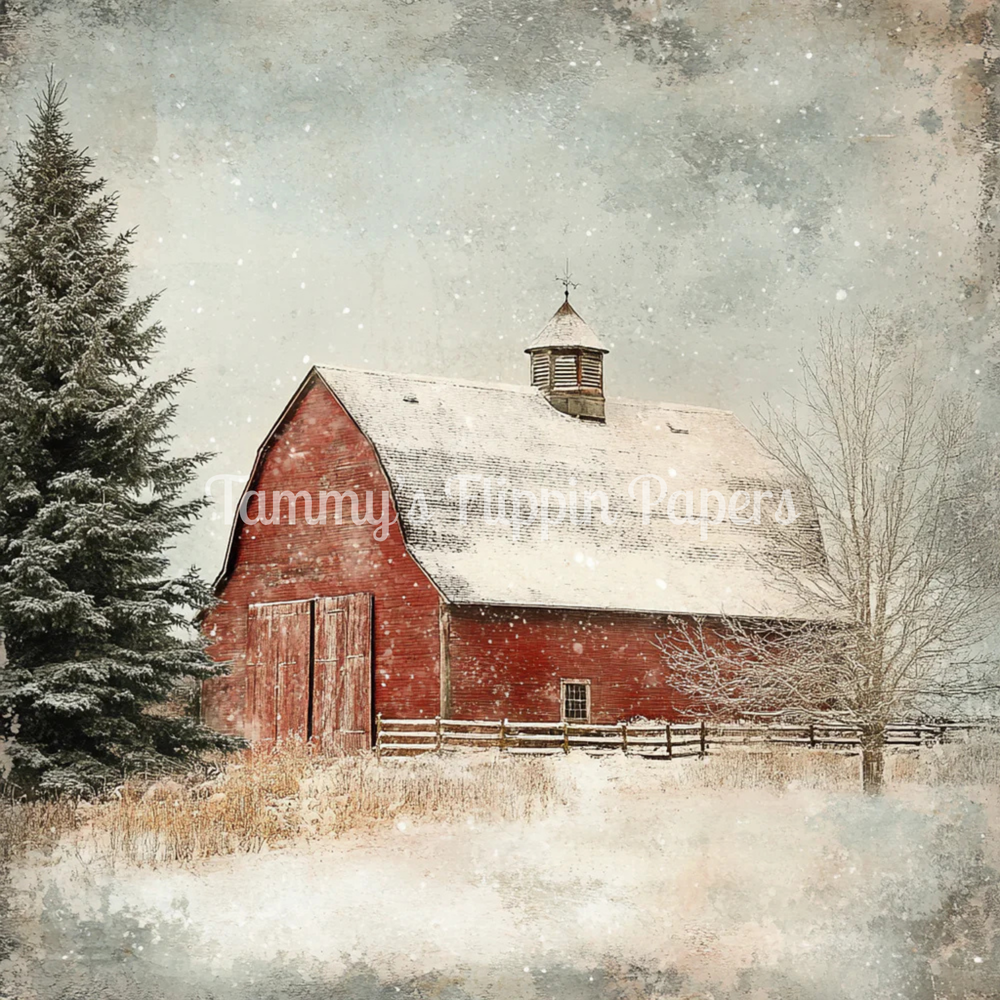 Wintertime Red Barn 1 Tissue Paper - Flippin Furniture