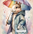 Rainy Day Bunny Rice Paper (DC304)- Decoupage Central