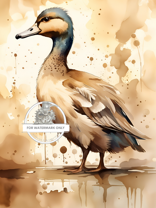 Sepia Art Duck Rice Paper - Decoupage Central