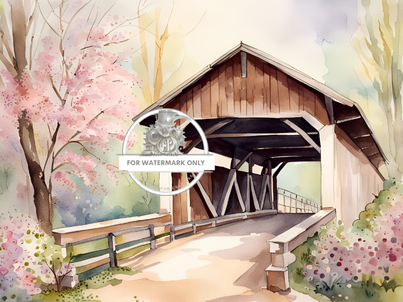 Spring Covered Bridge Rice Paper - Decoupage Central