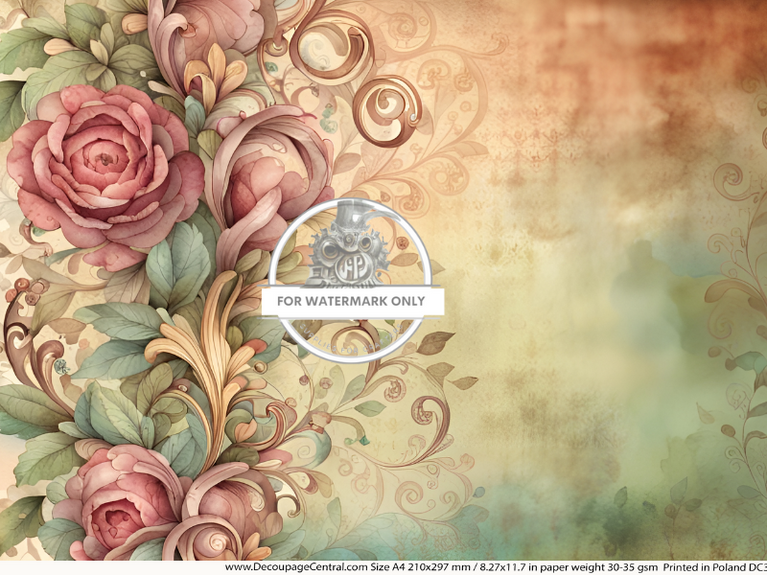 Wallpaper Roses Rice Paper (DC313)- Decoupage Central