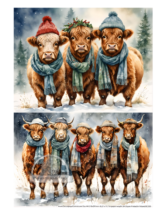 Christmas Cows Duo Decoupage Paper (DC500)  - Decoupage Central