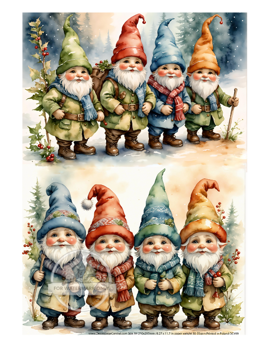 Christmas Gnome Duo Decoupage Paper (DC499) - Decoupage Central