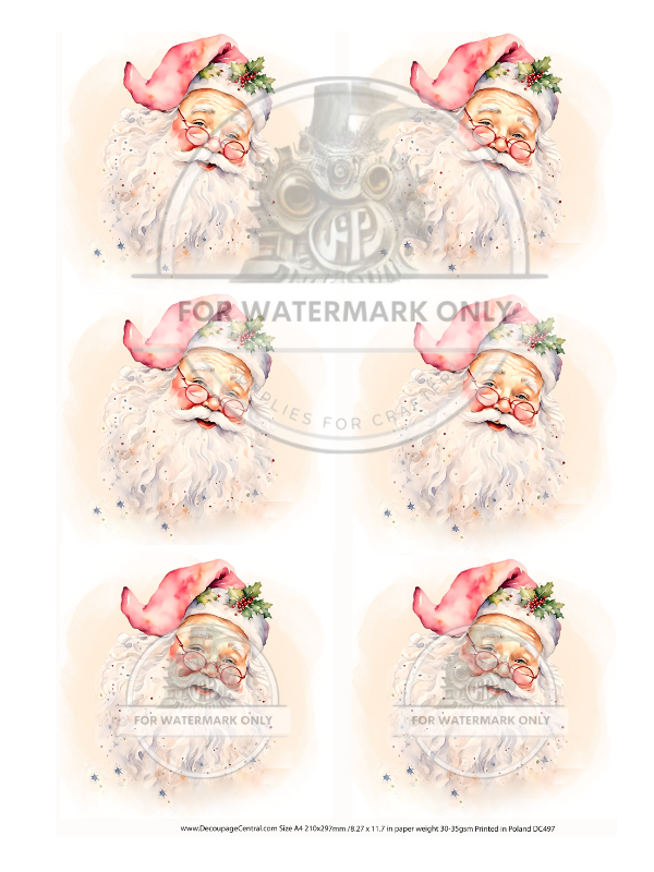 Pink Santa Ornament Decoupage Paper (DC497) - Decoupage Central