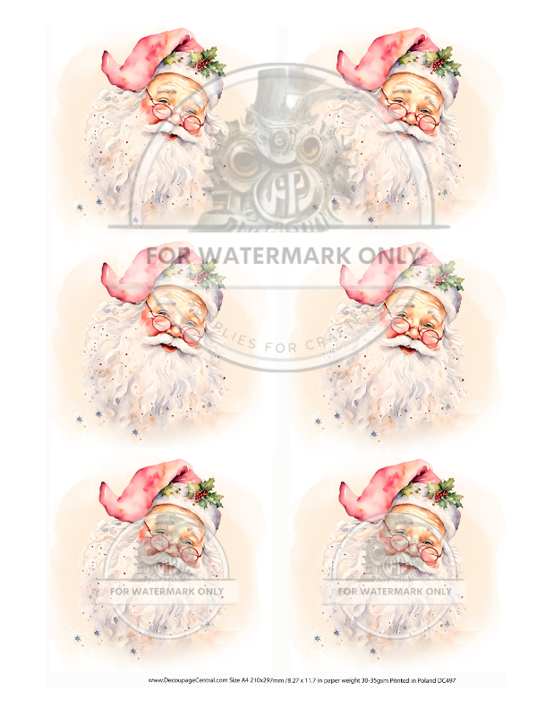 Pink Santa Ornament Decoupage Paper - Decoupage Central