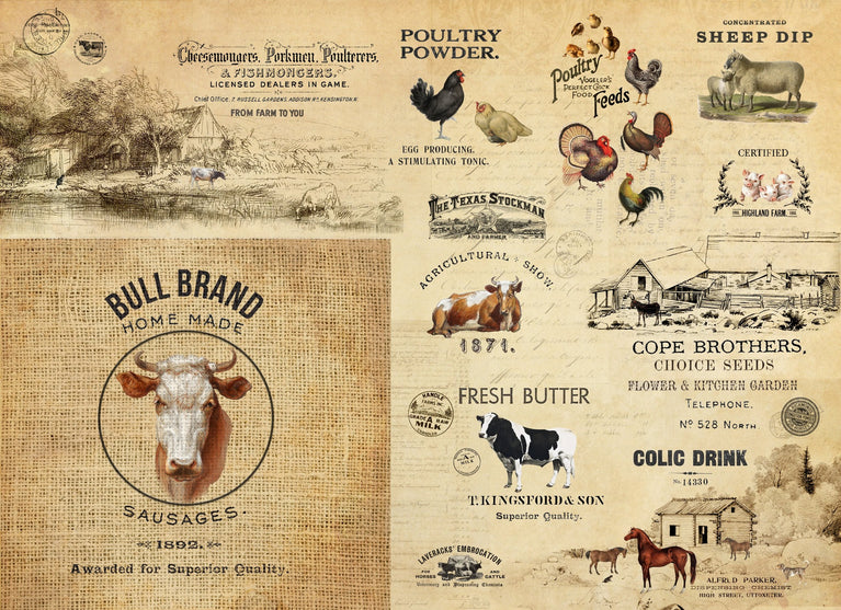 Barnyard Masterboard (RETIRING) - Roycycled Decoupage Paper