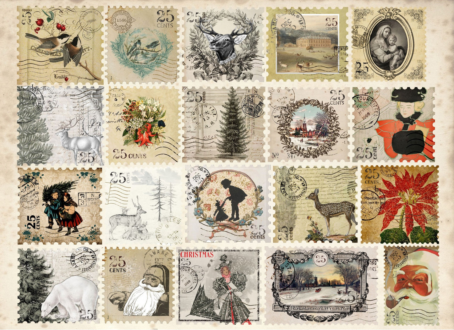 Christmas Postage - Roycycled Decoupage Paper