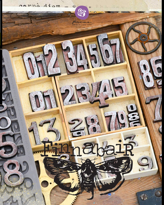 Letterpress Numbers Mould by Finnabair - Prima Marketing