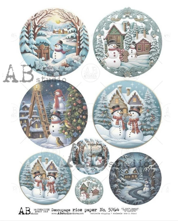 Christmas Scene Circle Ornaments (#5764) Rice Paper- AB Studios  Decoupage Central