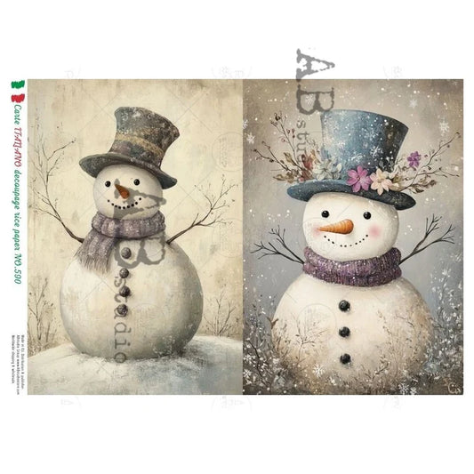Snowman Gentlemen (#590) Rice Paper - Carte Italiano