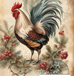 Christmas Rooster Rice Paper (DC114) - Decoupage Central
