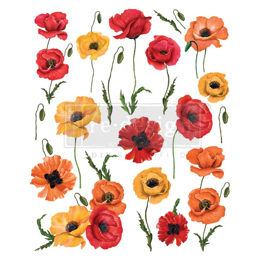 Redesign With Prima Decor Transfers -Poppy Gardens Total size 24″x30″- cut into 3 sheets – total design size 24″x30″/rub-ons 655350644802