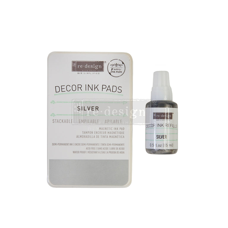 Magnetic Decor Ink Pad & Bottle - Silver - ReDesign with Prima/Prima Marketing