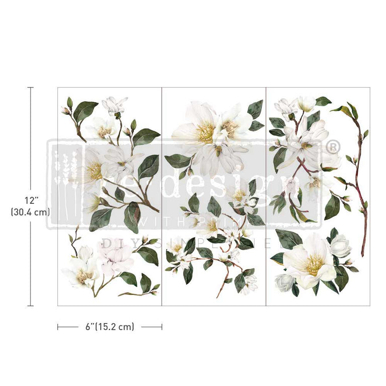 White Magnolia Small Decor Transfer - ReDesign with Prima