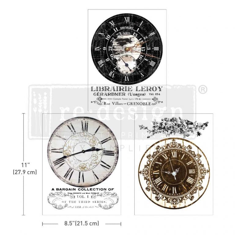 Vintage Clocks Middy Decor Transfer - ReDesign with Prima