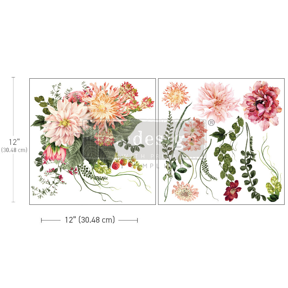 My Favorite Dahlia Maxi Transfer, 12"x12" - ReDesign Decor Transfer