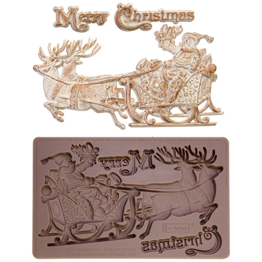 ReDesign Decor Moulds® - Santa's Sleigh - 1 pc, 5"x8"x8mm silicone moulds/molds