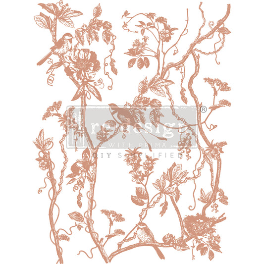 Prima Marketing Redesign 2024 Q2 Kacha Decor Transfers® Copper Foil - Bird Watching - total sheet size 18"x24", cut into 2 sheets / rub-ons 655350669737