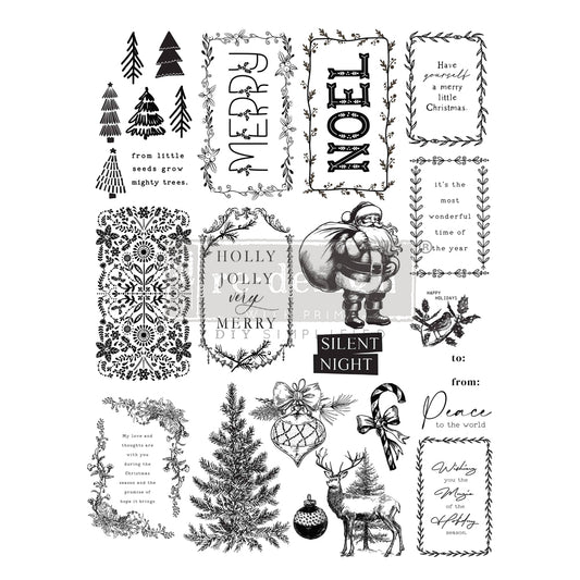 Merry & Bright Tags Decor Clear Stamp - ReDesign with Prima