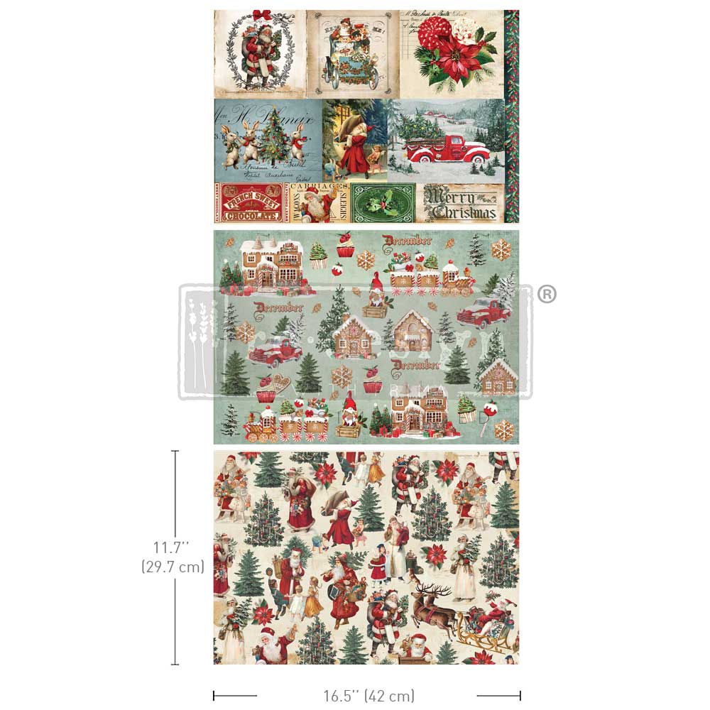 Santaland Sparkle A3 Decoupage Fiber Pack - ReDesign with Prima