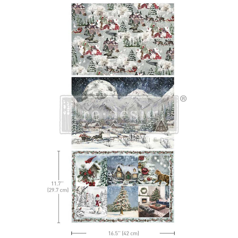 Snowfall Splendor A3 Decoupage Fiber Pack - ReDesign with Prima