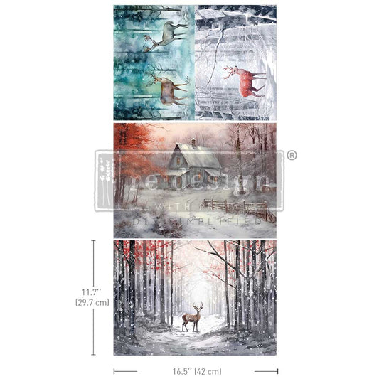 Dashing through the Pines A3 Decoupage Fiber Pack - ReDesign with Prima