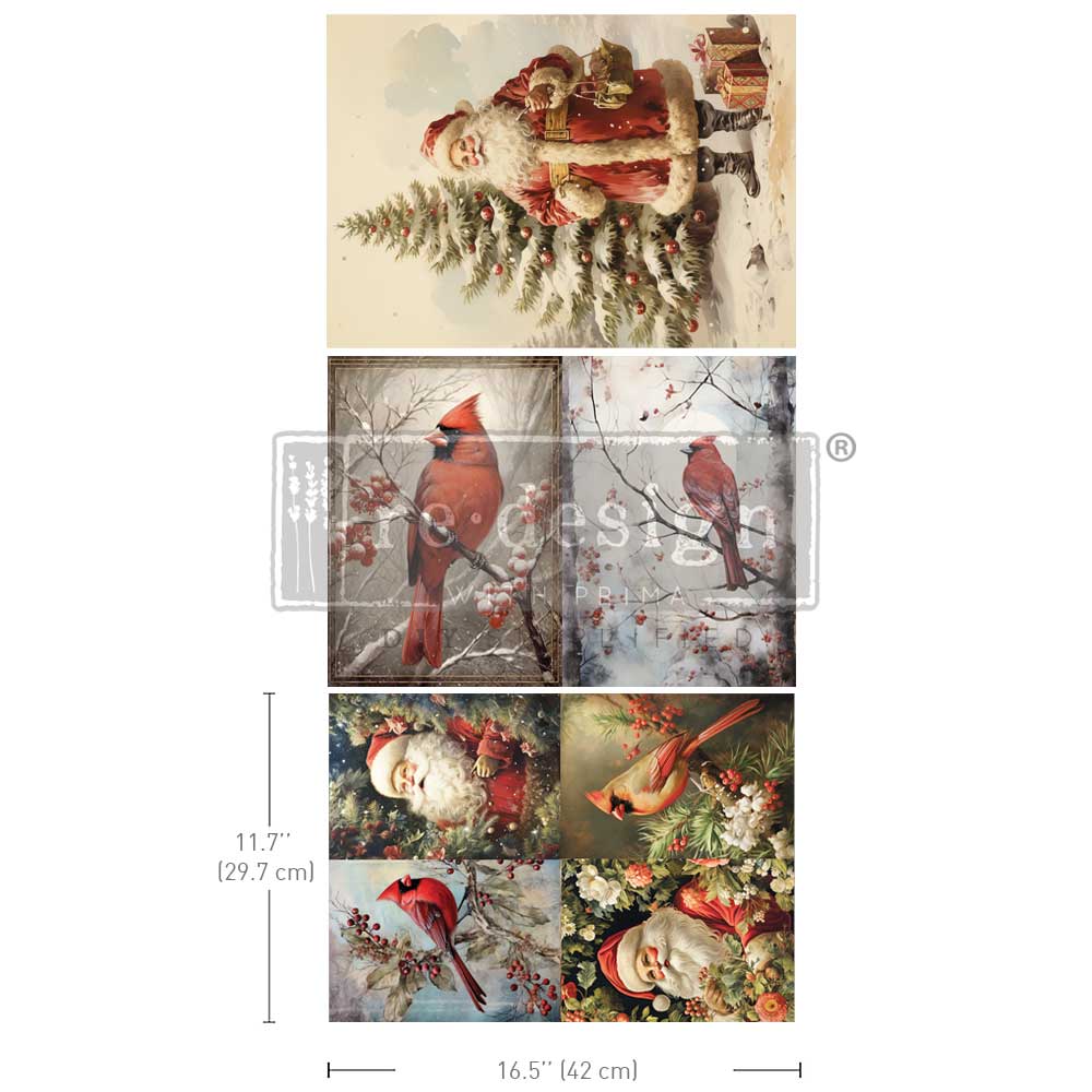 Festive Cardinal A3 Decoupage Fiber Pack - ReDesign with Prima