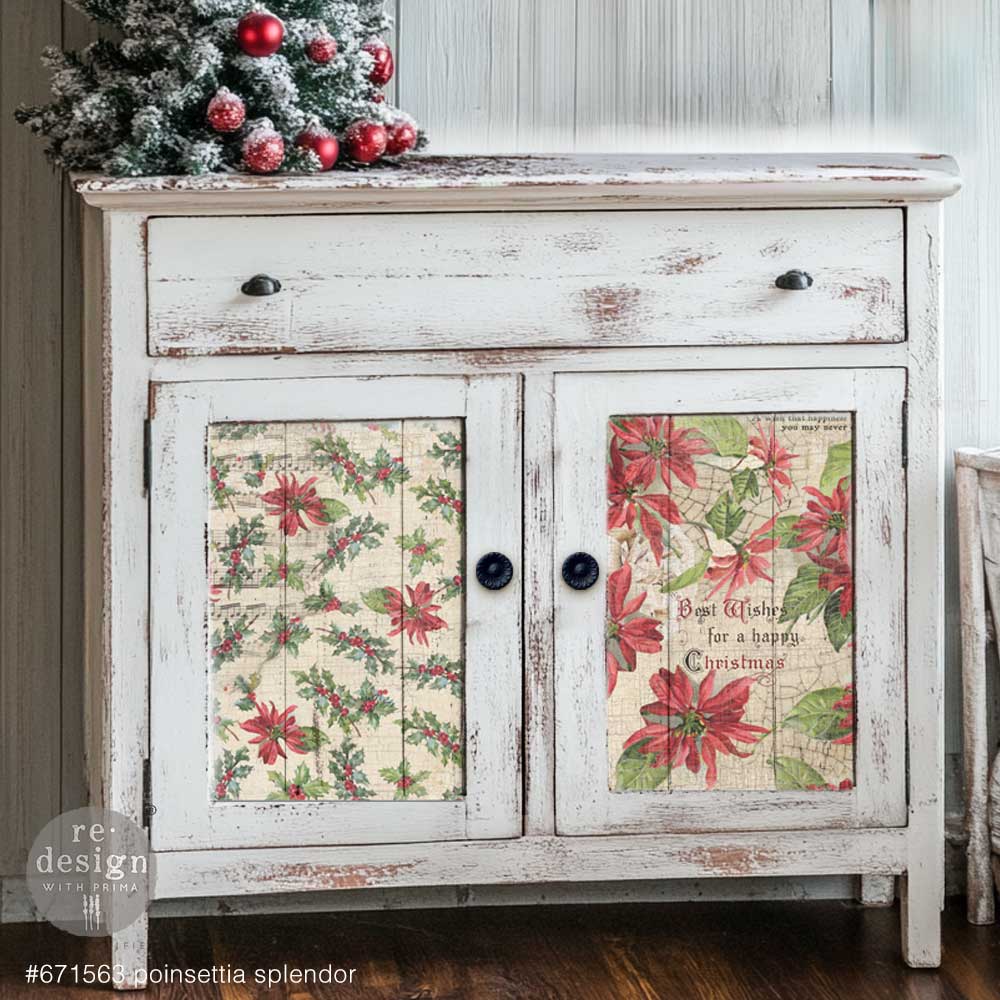 Poinsettias A3 Decoupage Fiber Pack - ReDesign with Prima