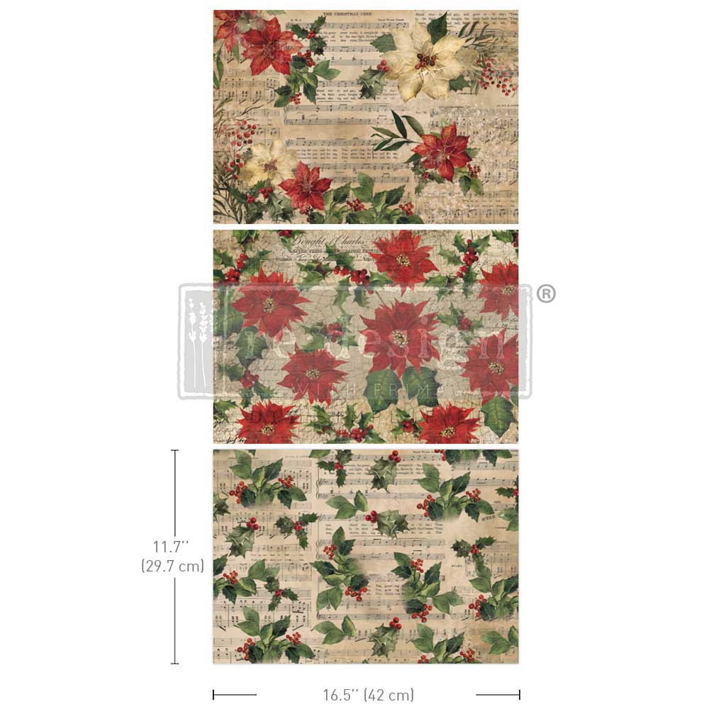 Poinsettias A3 Decoupage Fiber Pack - ReDesign with Prima