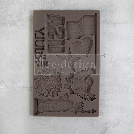 Redesign with Prima Decor Moulds® - Happy 4th - 1 pc, 5"x8"x8mm / silicone Redesign-Mould