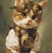 Clockwork Kitty - A1 Decoupage Fiber - ReDesign with Prima