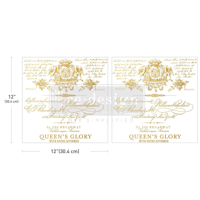 Queen's Glory Maxi Transfer, 12" x 12" - ReDesign with Prima