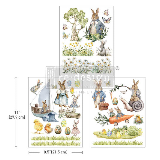 NEW - Bunny Trails Middy Decor Transfer - ReDesign with Prima