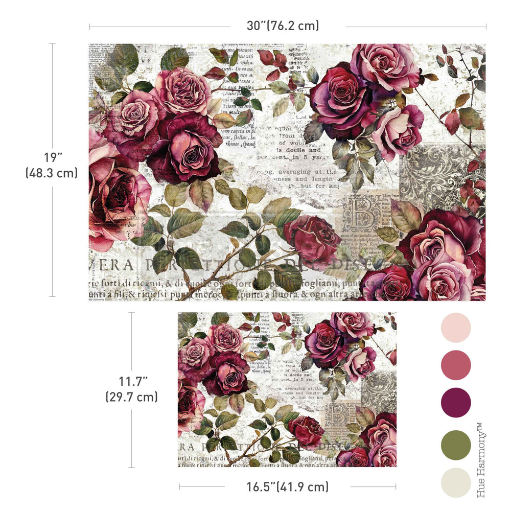 Crimson Elegance Double Delight Decoupage Fiber Paper Set - ReDesign with Prima